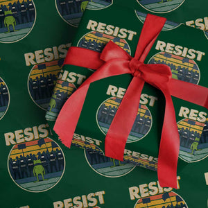 Frog Resist Wrapping Paper Roll Portland Frog Activist Protest Retro Sunset TS11 Green Print Your Wear