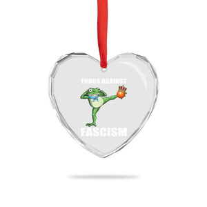 Frogs Against Fascism Heart Crystal Glass Ornament No Fascist No Kings Funny Portland Frog Protest TS02 Print Your Wear