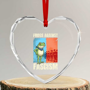 Frogs Against Fascism Heart Crystal Glass Ornament Portland Protest Vintage Meme Gift TS12 Transparent Glass 3'' Heart Print Your Wear