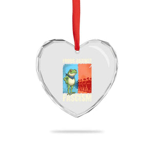 Frogs Against Fascism Heart Crystal Glass Ornament Portland Protest Vintage Meme Gift TS12 Print Your Wear