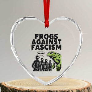 Frogs Against Fascism Heart Crystal Glass Ornament Resist 2025 Free Portland Protest TS02 Transparent Glass 3'' Heart Print Your Wear