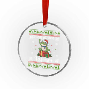 Frogs Against Fascism Ugly Sweater Crystal Glass Ornament Funny Portland Christmas Frog Gift TS12 Print Your Wear