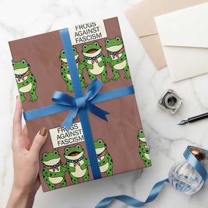 Frogs Against Fascism Wrapping Paper Roll Funny Portland Meme Humor Gift TS12 Mocha Print Your Wear