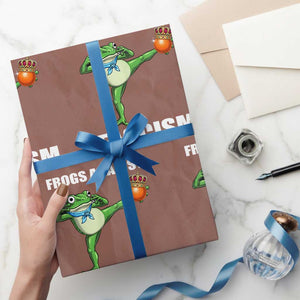 Frogs Against Fascism Wrapping Paper Roll No Fascist No Kings Funny Portland Frog Protest TS02 Mocha Print Your Wear