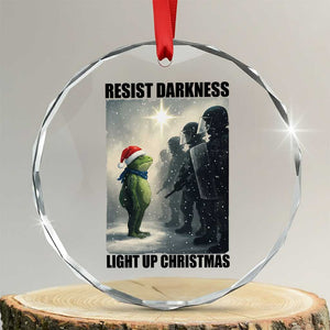 Frogs Resist Christmas Crystal Glass Ornament Funny Portland Protest ICE Activist Meme TS14 Transparent Glass 3'' Circle Print Your Wear