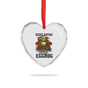 Frogs Resist Christmas Heart Crystal Glass Ornament Portland Frog Activist America Political 2025 TS14 Print Your Wear