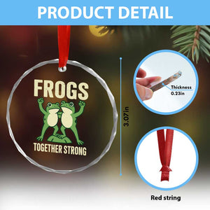 Frogs Together Strong Crystal Glass Ornament Portland Frog Protest United We Ribbit TS02 Print Your Wear