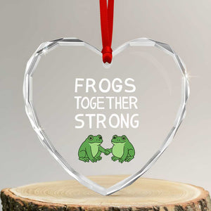 Frogs Together Strong Heart Crystal Glass Ornament Free Portland Oregon Unity Meme TS02 Transparent Glass 3'' Heart Print Your Wear