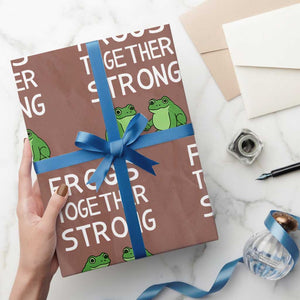 Frogs Together Strong Wrapping Paper Roll Free Portland Oregon Unity Meme TS02 Mocha Print Your Wear