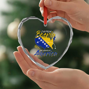 From Bosnia and Already in America Heart Crystal Glass Ornament Bosnian Soccer Fan Travel Bosnia Herzegovina Pride