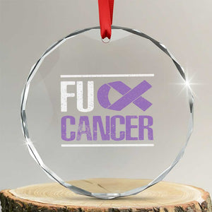 Fuck Cancer Crystal Glass Ornament Funny National Cancer Prevention Month Lavender Ribbon TS11 Transparent Glass 3'' Circle Print Your Wear