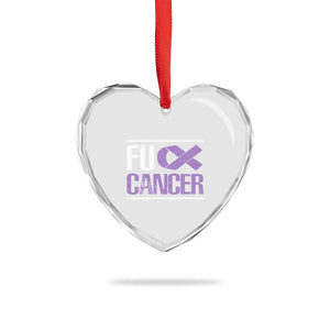 Fuck Cancer Heart Crystal Glass Ornament Funny National Cancer Prevention Month Lavender Ribbon TS11 Print Your Wear
