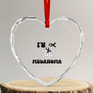 Fuck Melanoma Awareness Heart Crystal Glass Ornament Skeleton Hand Ribbon Warrior Gift TS12 Transparent Glass 3'' Heart Print Your Wear