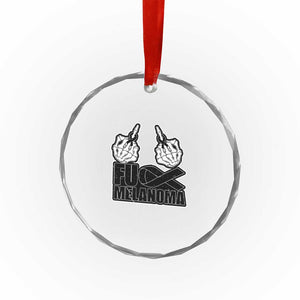 Fuck Melanoma Crystal Glass Ornament Skeleton Hand Black Ribbon Awareness TS12 Print Your Wear