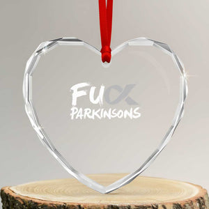Fuck Parkinsons Heart Crystal Glass Ornament Parkinsons Disease Awareness Month TS10 Transparent Glass 3'' Heart Print Your Wear