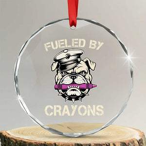 Fueled by Crayons Bulldog Crystal Glass Ornament Funny Military Crayon Eater Gift for Veterans TS02 Transparent Glass 3'' Circle Print Your Wear