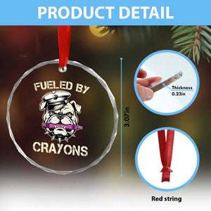 Fueled by Crayons Bulldog Crystal Glass Ornament Funny Military Crayon Eater Gift for Veterans TS02 Print Your Wear