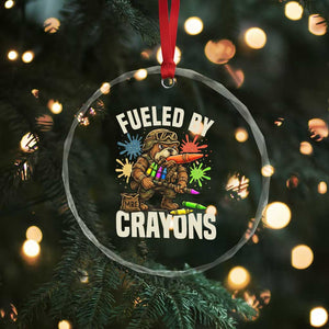 Fueled by Crayons Bulldog Soldier Crystal Glass Ornament Funny Combat Veteran Crayon Launcher TS02 Print Your Wear