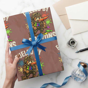 Fueled by Crayons Bulldog Soldier Wrapping Paper Roll Funny Combat Veteran Crayon Launcher TS02 Mocha Print Your Wear