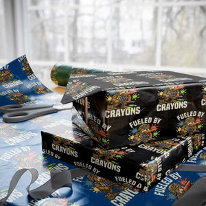 Fueled by Crayons Bulldog Soldier Wrapping Paper Roll Funny Combat Veteran Crayon Launcher TS02 Black Print Your Wear