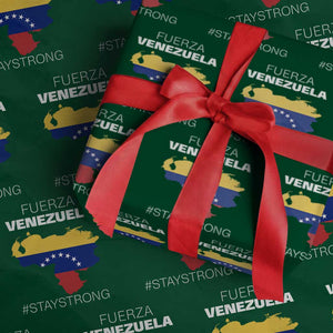 Fuerza Venezuela Strong Solidarity Wrapping Paper Roll Hope Support Venezuelan Patriotic Flag Map