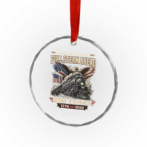 Full Steam Ahead Patriotic Bald Eagle Crystal Glass Ornament Vintage Stainless American Spirit Steam Locomotive Heritage TS02 Print Your Wear