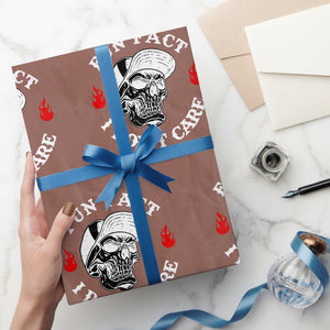 Fun Fact I Dont Care Skull Wrapping Paper Roll Edgy Sarcastic Attitude TS02 Mocha Print Your Wear