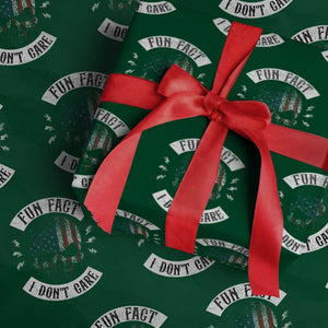 Fun Fact I Dont Care Wrapping Paper Roll Retro US Flag Skull Skeleton Funny Saying Quote TS10 Green Print Your Wear