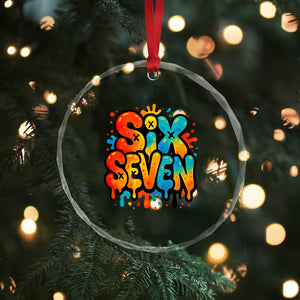 Fun Six Seven Graffiti Crystal Glass Ornament Funny 67 Meme Gen Alpha Slang Streetwear Hip Hop TS10 Print Your Wear