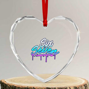 Fun Six Seven Heart Crystal Glass Ornament Funny 6 7 Meme Gen Alpha Slang Streetwear Gradient TS10 Transparent Glass 3'' Heart Print Your Wear