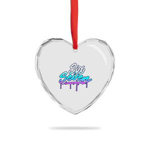 Fun Six Seven Heart Crystal Glass Ornament Funny 6 7 Meme Gen Alpha Slang Streetwear Gradient TS10 Print Your Wear