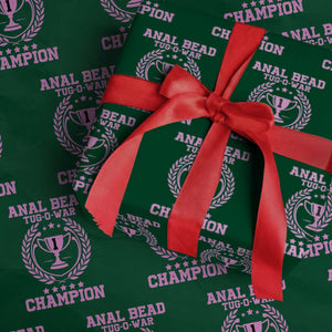 Funny #1 Anal Bead Tug O War Champion Wrapping Paper Roll Pink Adult Humor Cringe - Print Your Wear