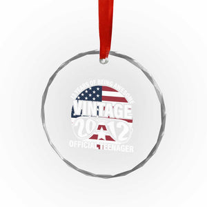Funny 13th Birthday Crystal Glass Ornament Vintage 2012 Official Teenager 13 Years Of Being Awesome USA Flag Sunglasses - Print Your Wear