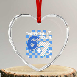 Funny 13th Birthday Official Teenager Heart Crystal Glass Ornament 6+7 13 Year Old Boys Kids Checkered 67 Meme TS10 Transparent Glass 3'' Heart Print Your Wear