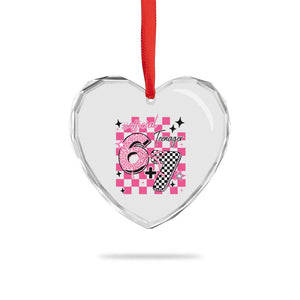 Funny 13th Birthday Official Teenager Heart Crystal Glass Ornament 6+7 13 Year Old Kids Girls Pink Checkered 67 Meme TS10 Print Your Wear