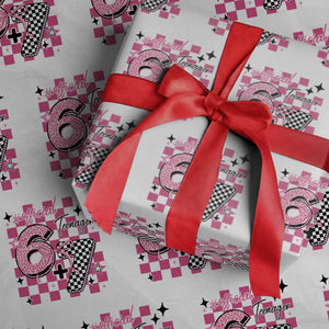 Funny 13th Birthday Official Teenager Wrapping Paper Roll 6+7 13 Year Old Kids Girls Pink Checkered 67 Meme TS10 White Print Your Wear