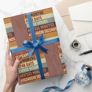 Funny 13th Birthday Wrapping Paper Roll 13 Years 156 Months 4748 Days Vintage Retro TS11 Mocha Print Your Wear
