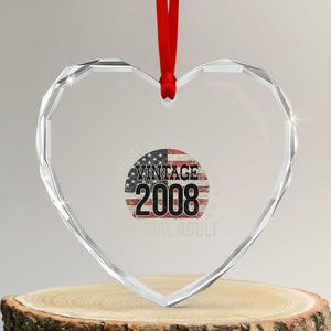 Funny 18th Birthday Heart Crystal Glass Ornament 18 Years Of Being Awesome Vintage 2008 Official Adult American Flag TS11 Transparent Glass 3'' Heart Print Your Wear