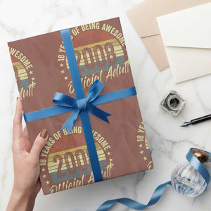 Funny 18th Birthday Wrapping Paper Roll 18 Years Old Gifts Vintage 2008 Official Adult TS11 Mocha Print Your Wear