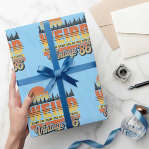 Funny 40th Birthday Wrapping Paper Roll Retro 1986 Weird Being The Same Age As Old People TS10 Light Blue Print Your Wear