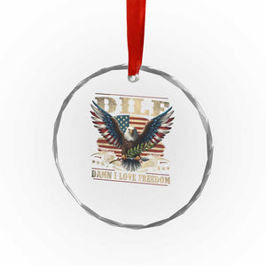 Funny 4th Of July DILF Damn I Love Freedom Crystal Glass Ornament Bald Eagle American Flag - Print Your Wear