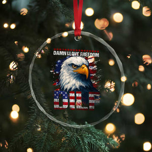 Funny 4th Of July DILF Damn I Love Freedom Crystal Glass Ornament Vintage Bald Eagle 4th Of July - Print Your Wear
