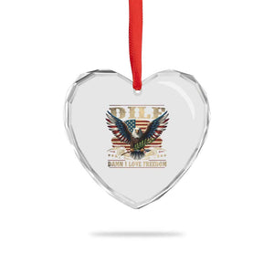 Funny 4th Of July DILF Damn I Love Freedom Heart Crystal Glass Ornament Bald Eagle American Flag - Print Your Wear