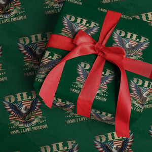 Funny 4th Of July DILF Damn I Love Freedom Wrapping Paper Roll Bald Eagle American Flag TS11 Green Print Your Wear