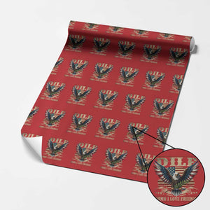 Funny 4th Of July DILF Damn I Love Freedom Wrapping Paper Roll Bald Eagle American Flag - Print Your Wear