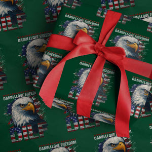 Funny 4th Of July DILF Damn I Love Freedom Wrapping Paper Roll Vintage Bald Eagle 4th Of July TS11 Green Print Your Wear