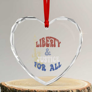 Funny 4th of July Liberty And Justice For All Heart Crystal Glass Ornament Statue Of Liberty - Print Your Wear