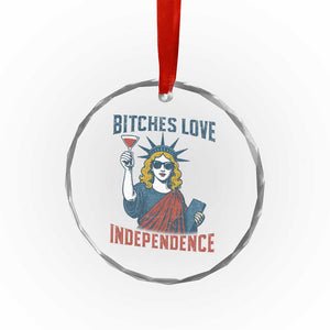 Funny 4th of July Statue of Liberty Cocktail Crystal Glass Ornament Retro Bitches Love Independence TS02 Print Your Wear