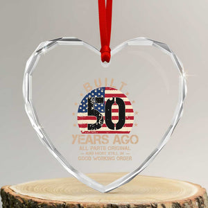Funny 50th Birthday Heart Crystal Glass Ornament Vintage US Flag Built 50 Years Ago Parts Original TS10 Transparent Glass 3'' Heart Print Your Wear