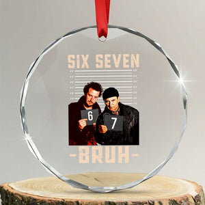 Funny 6 7 Meme Crystal Glass Ornament Retro Home Christmas Movie Alone TS10 Transparent Glass 3'' Circle Print Your Wear